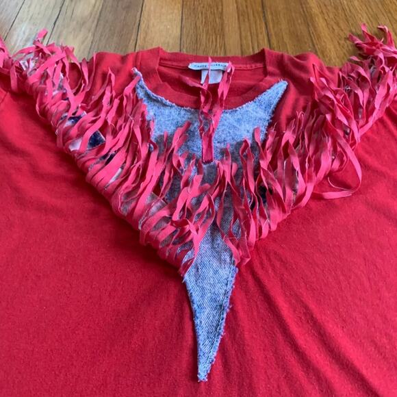 Womens Vintage 1980's Red Gepetto Tasseled Southwestern Western Rodeo T-shirt - Picture 8 of 15